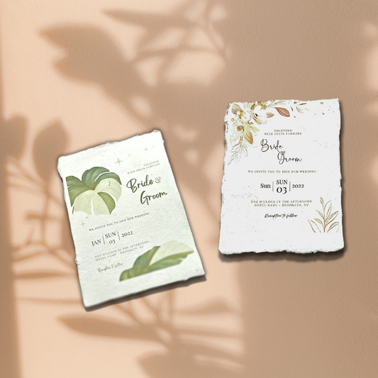 5x7 handmade paper wedding invitation