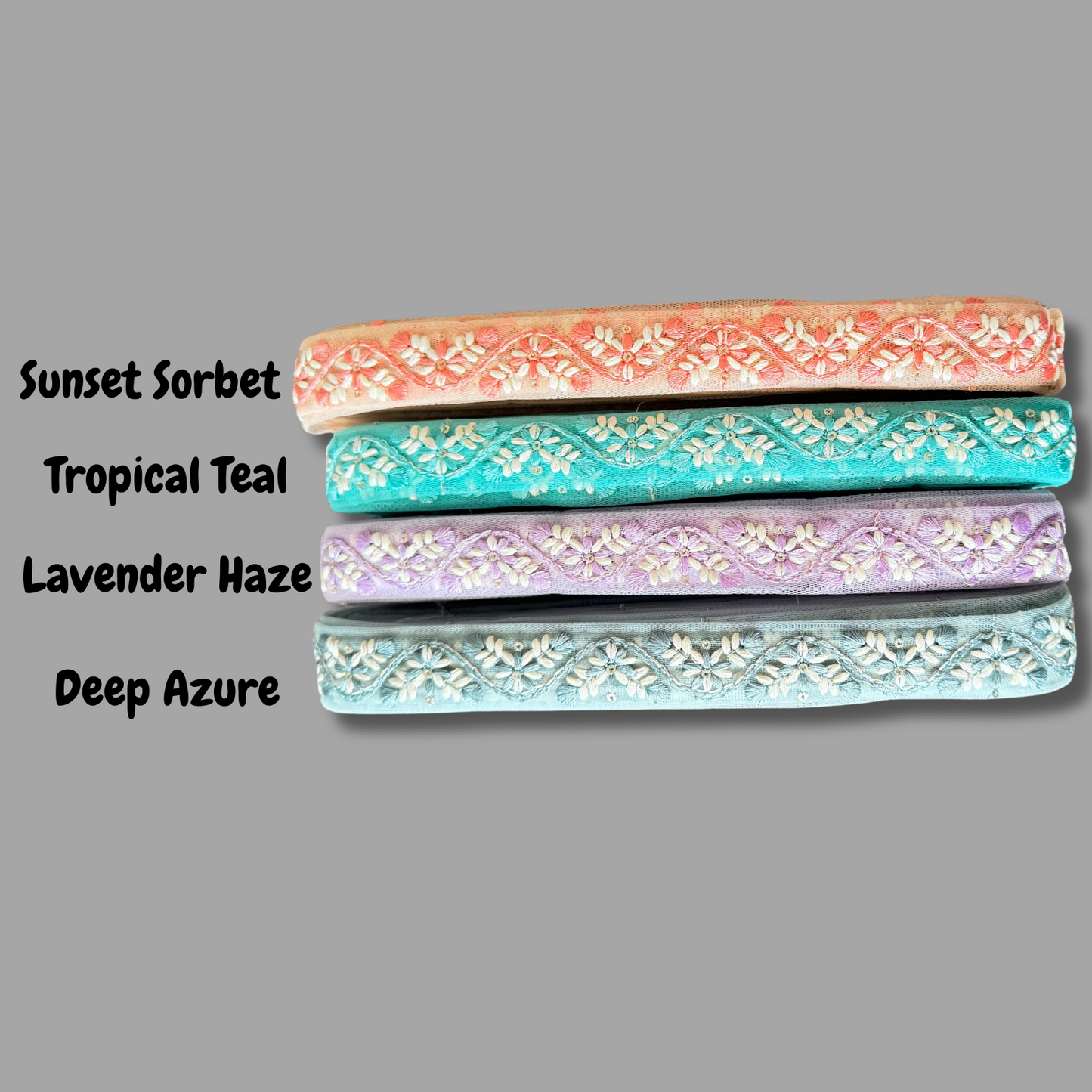 Avixa embroidered ribbon in 4 colours