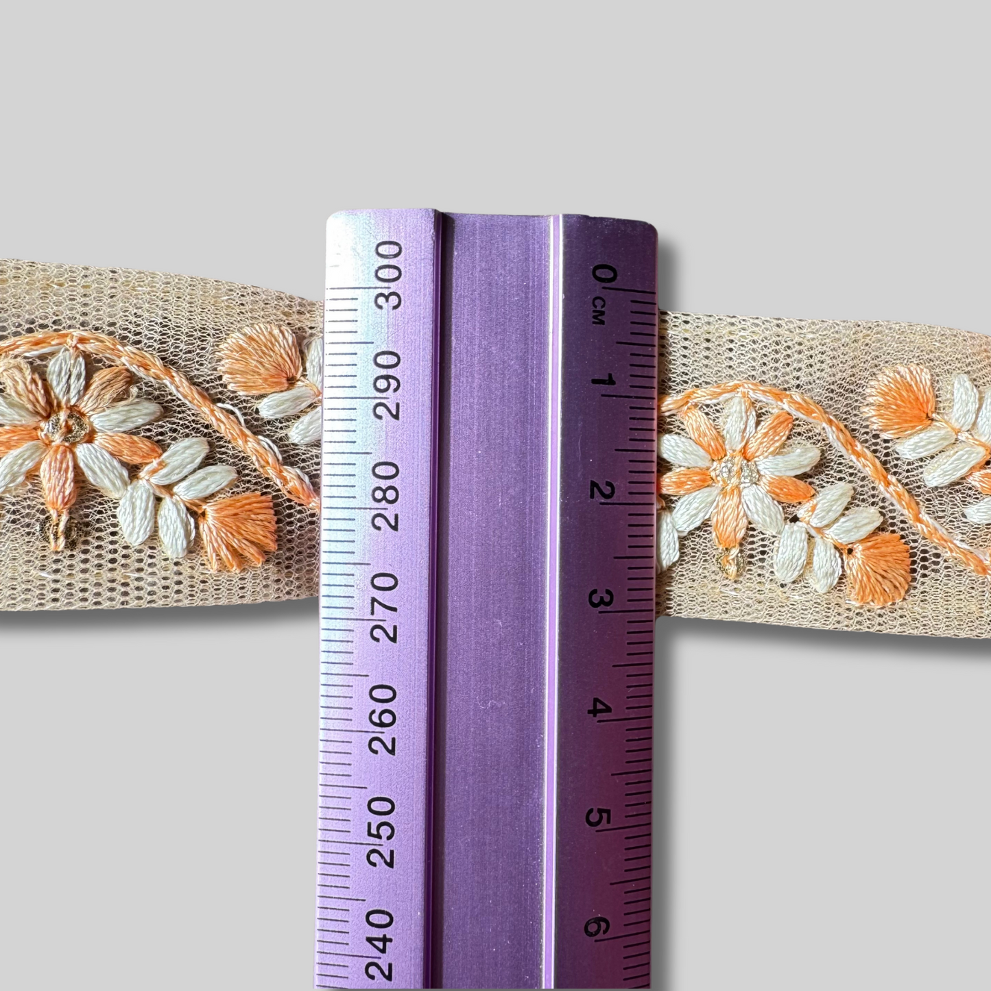 Avixa lace and trim measurement with a ruler - 2.5 cms approximately