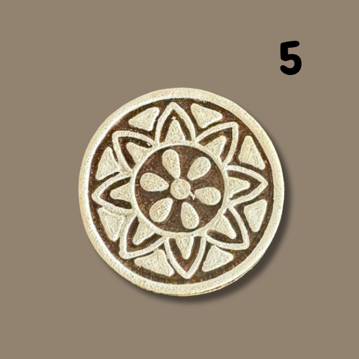 Wooden stamps on a beige background