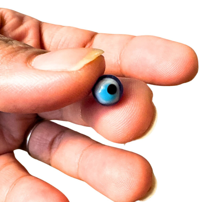 Showing a single piece of Handmade Evil Eye Beads 5mm close up