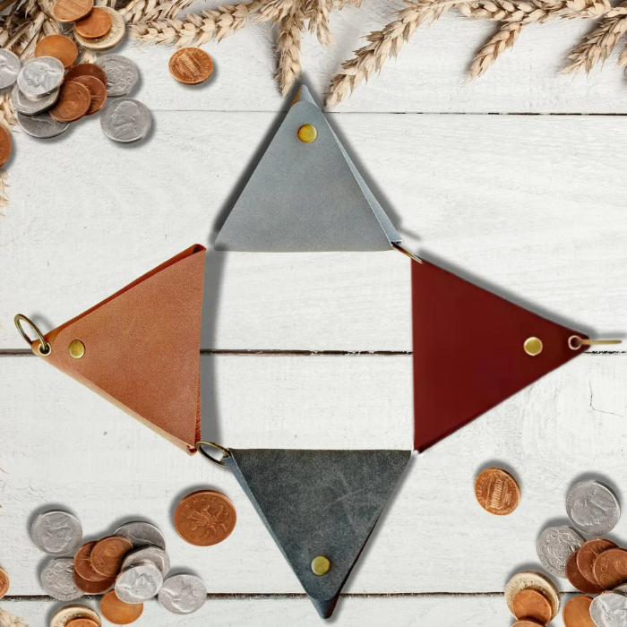 Personalised leather coin purse n grey, brown, black and maroon colours