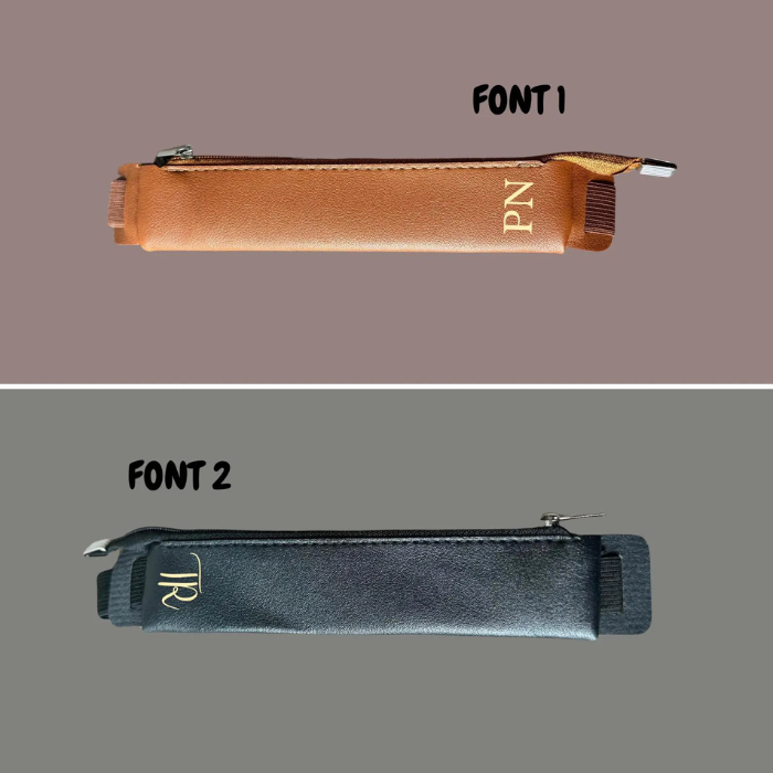 Font options for Pen holder for diary from font 1 and font 2 for personalisation