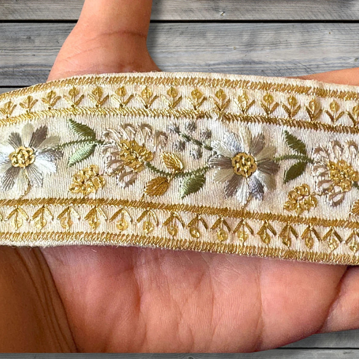 showing lace and embroidery on the indian trim lace
