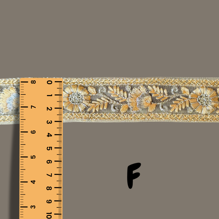 Yellow Floral Embroidered Ribbons with width measurement 3 cms approximately