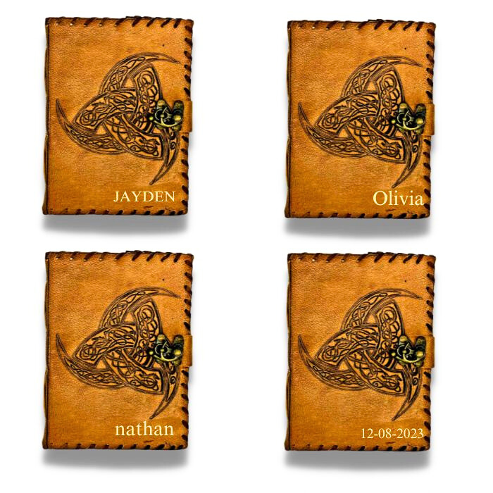 Personalisation options for leather journal personalised