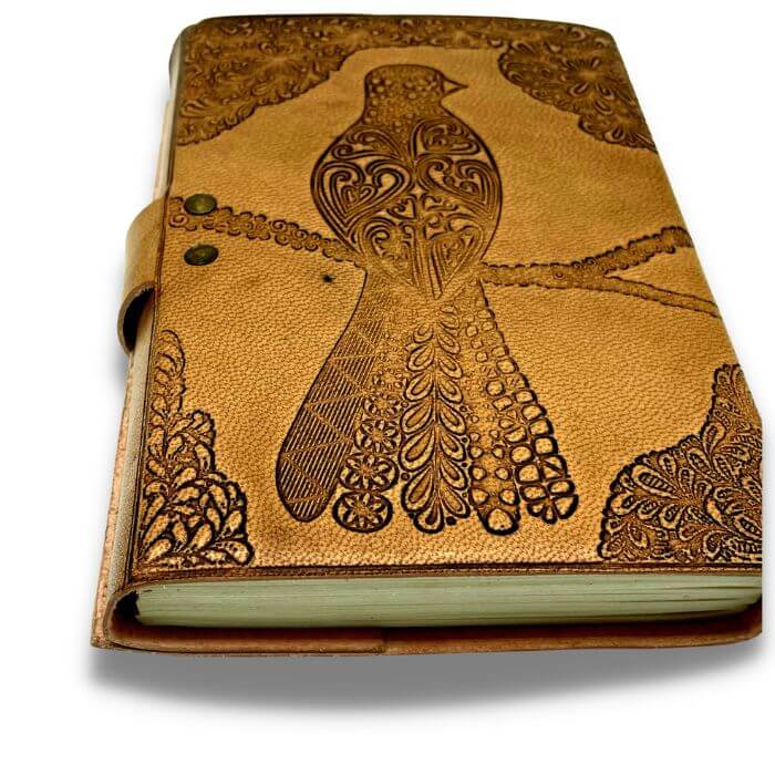 Ada Sparrow Bound Leather Journal backside embossed