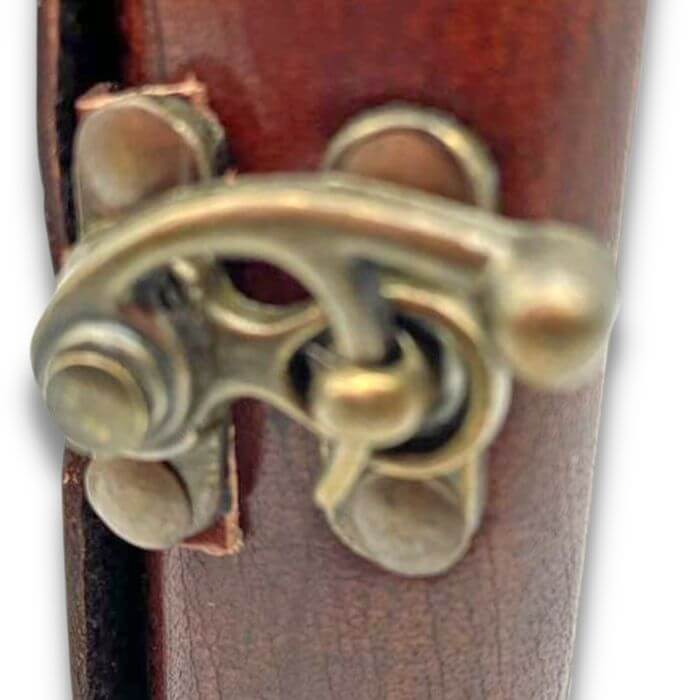 Close up of Lock of Brown leather journal