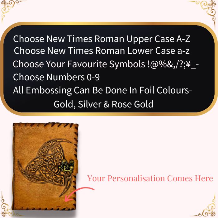 Personalisation details for handmade journal