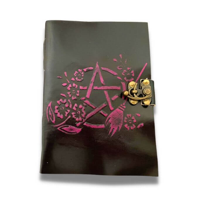Leather journal travel on white background