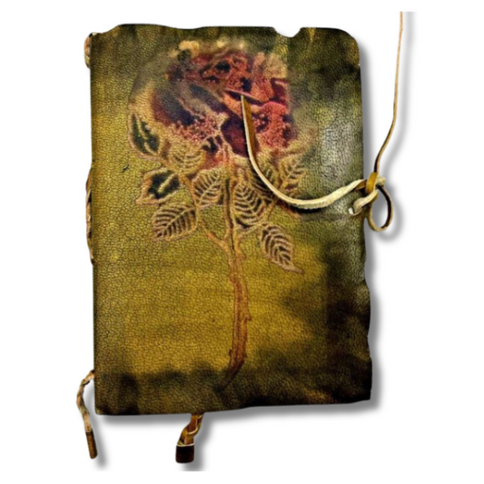 Adoria Valentine Journal with attached leather bookmark and leather tying strap