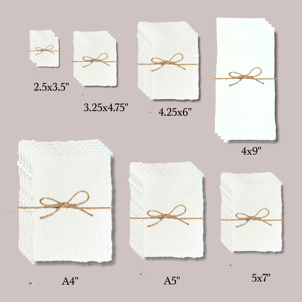 150 gsm handmade paper pack sizes available for wedding stationery