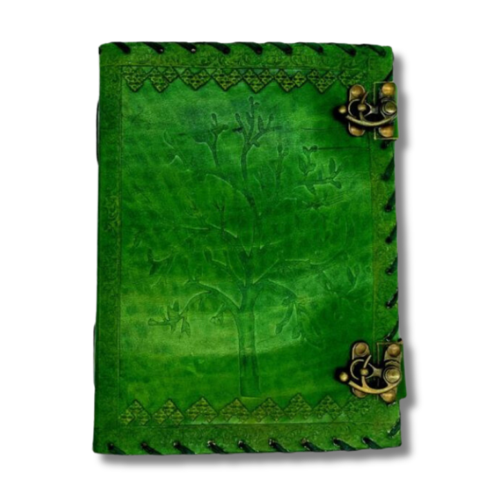 Milo Tree Of Life Journal on white background with 2 brass locks