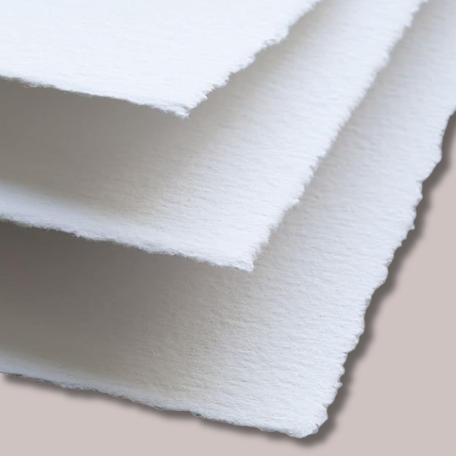 Close up of 300 gsm handmade paper deckle edge