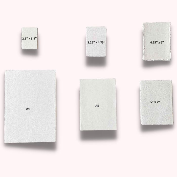 Different sizes of 300 gsm handmade paper