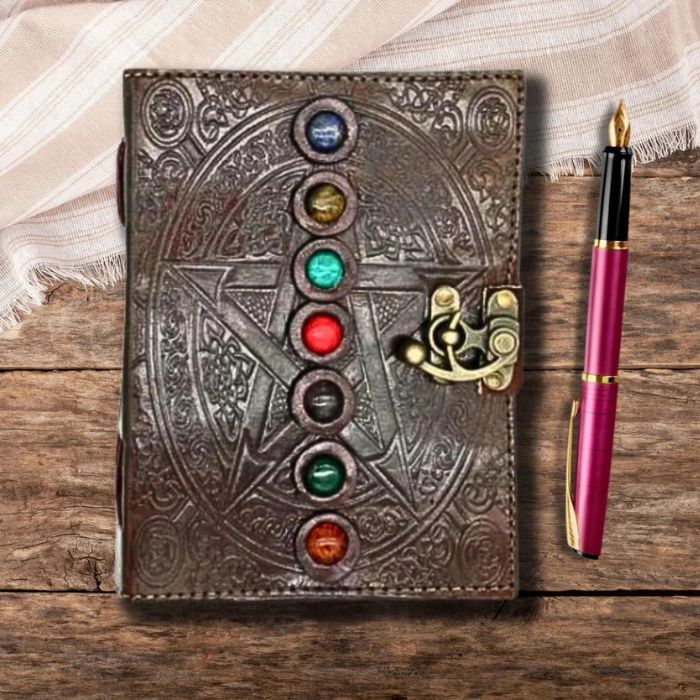 Calla 7 Chakra Stone Leather Sketchbook