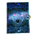 Ezra Blue Leather Dairy with brass lock on a white background
