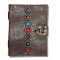 7 Chakra Stone Bound Leather Journal on a white background