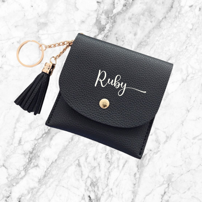 Card holder in leather in black colour