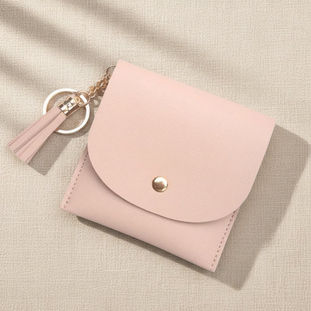 Cato Personalised Card Holder Wallet in pink leather – slim personalised leather card wallet Australia, bridesmaid gift or mothers day gift