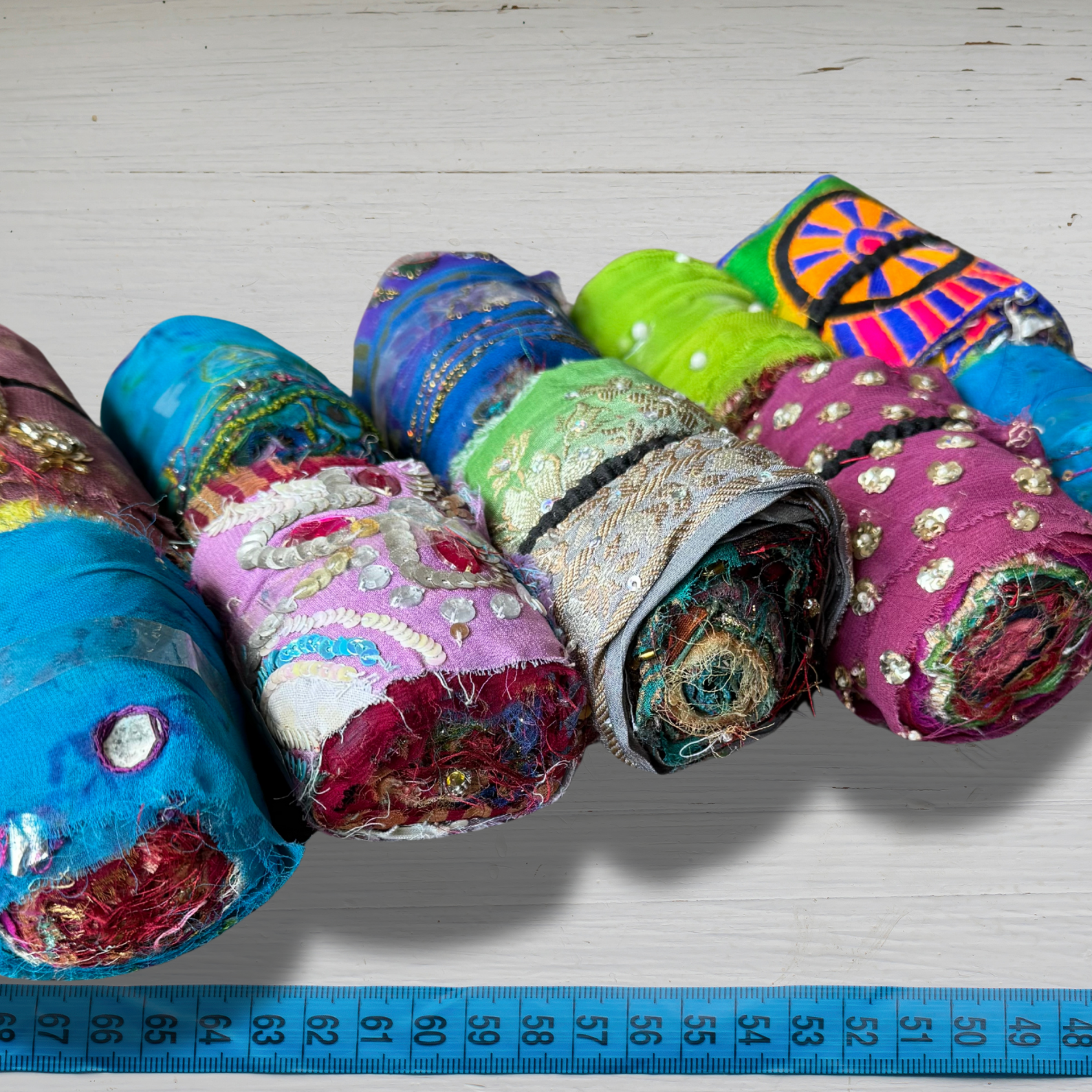 Embroidered Sari Silk Ribbon on a white background