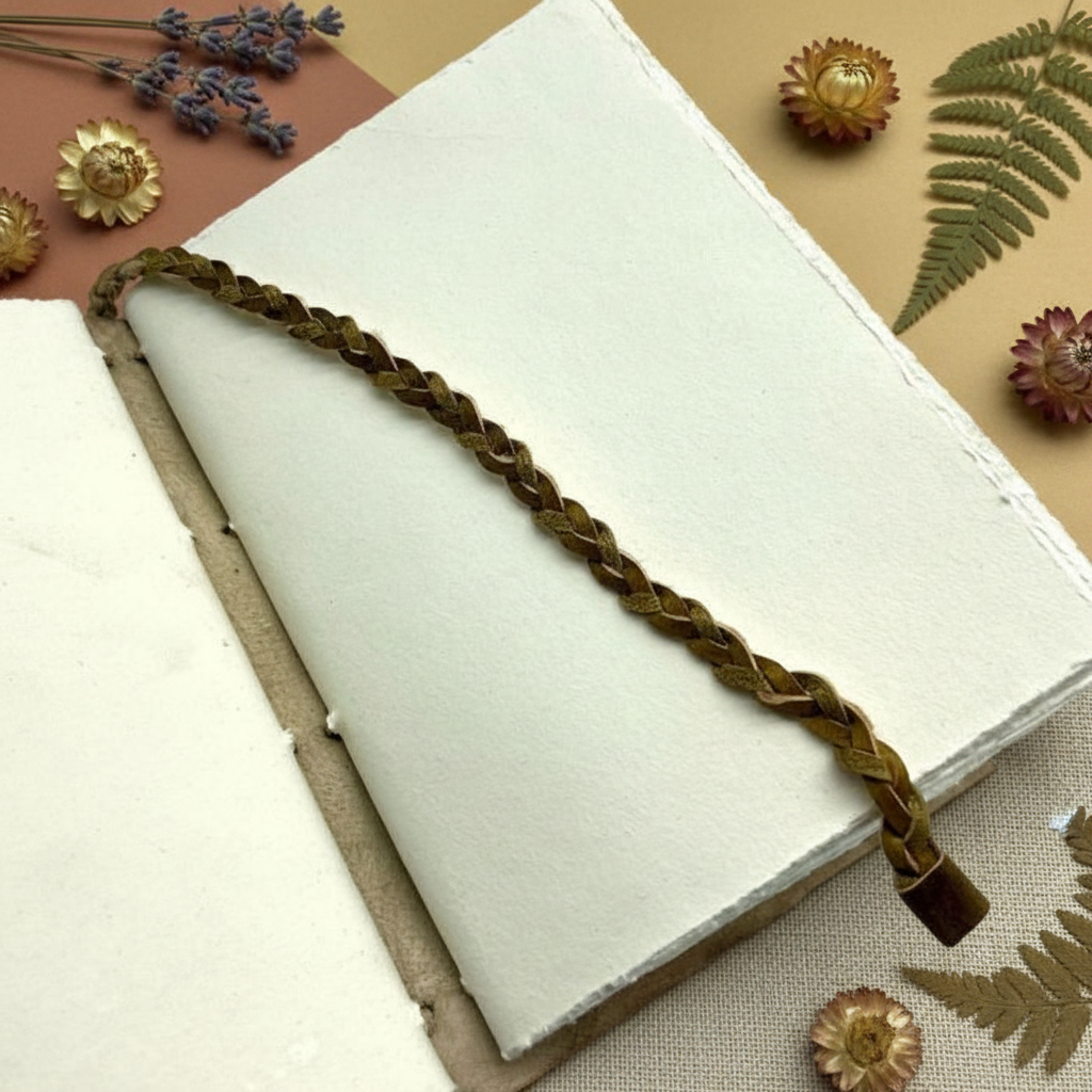 White Valentine journal with braided cord closure