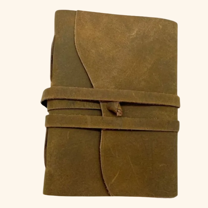  Leather Journal Personalised on a white background with a leather strap to tie the journal