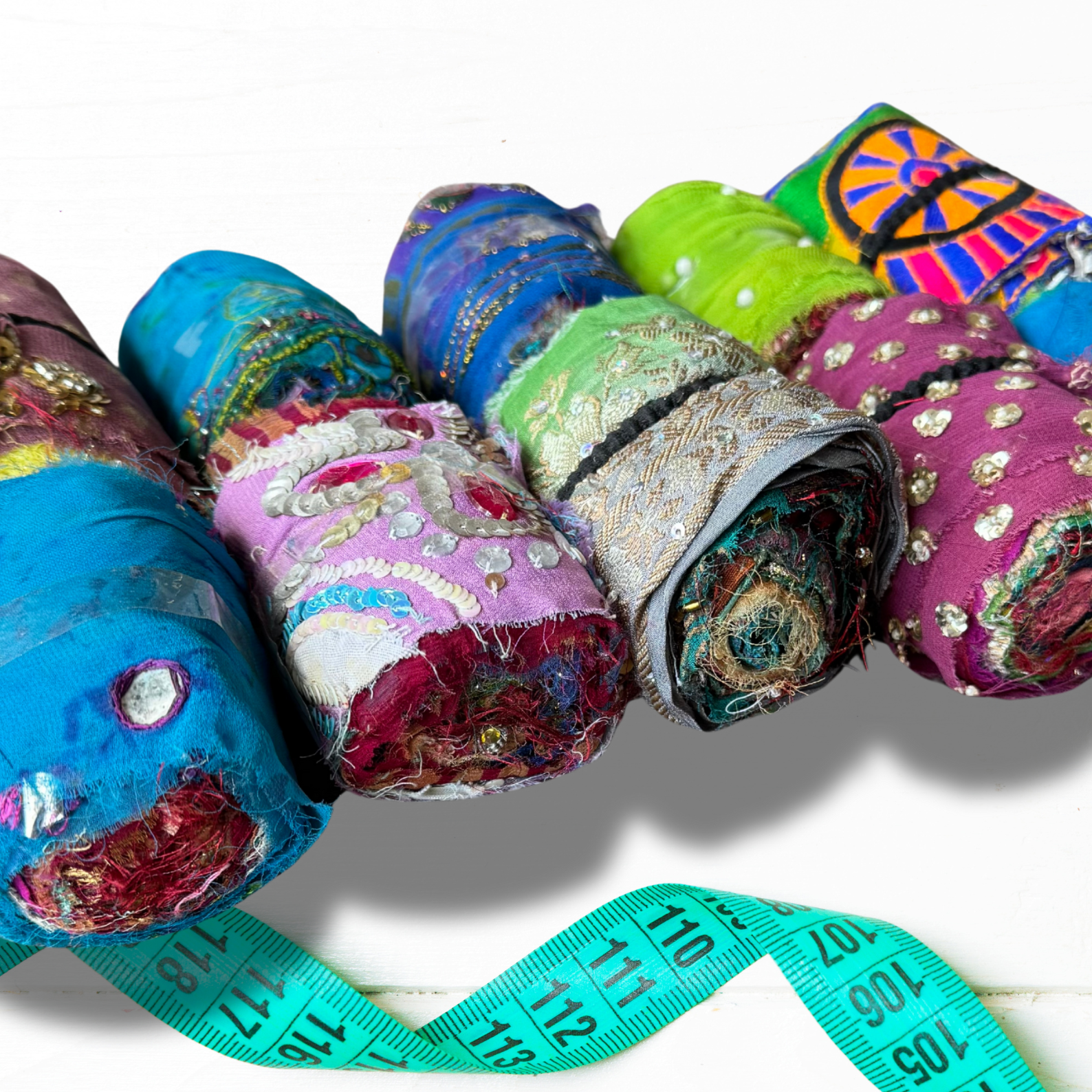 Lyvia embroidered silk ribbon on a white background