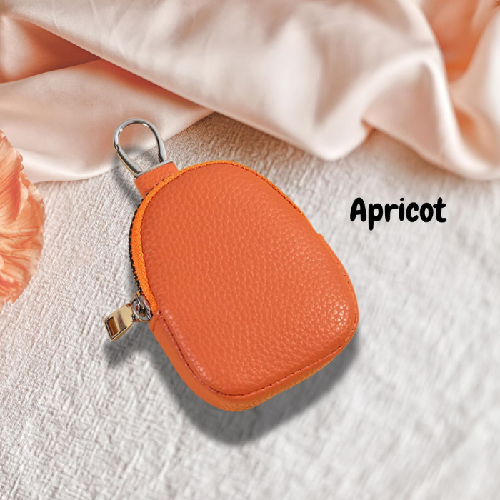 Leather coin purse australia in Apricot ornage colour