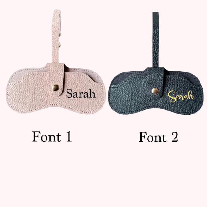 Showing font options to personalised your sunglasses case in your favourite choice of font