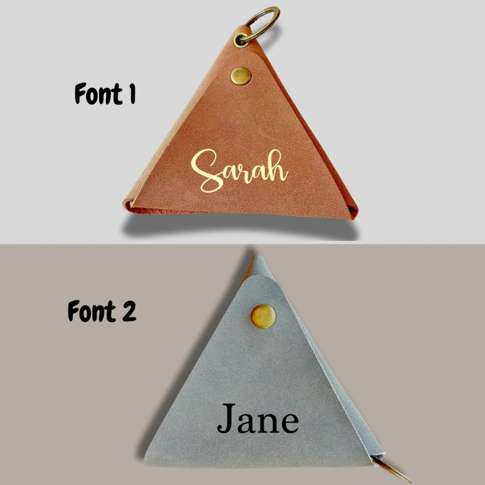 Font options to choose from 1 and 2 to personalise your Mini Coin Purse