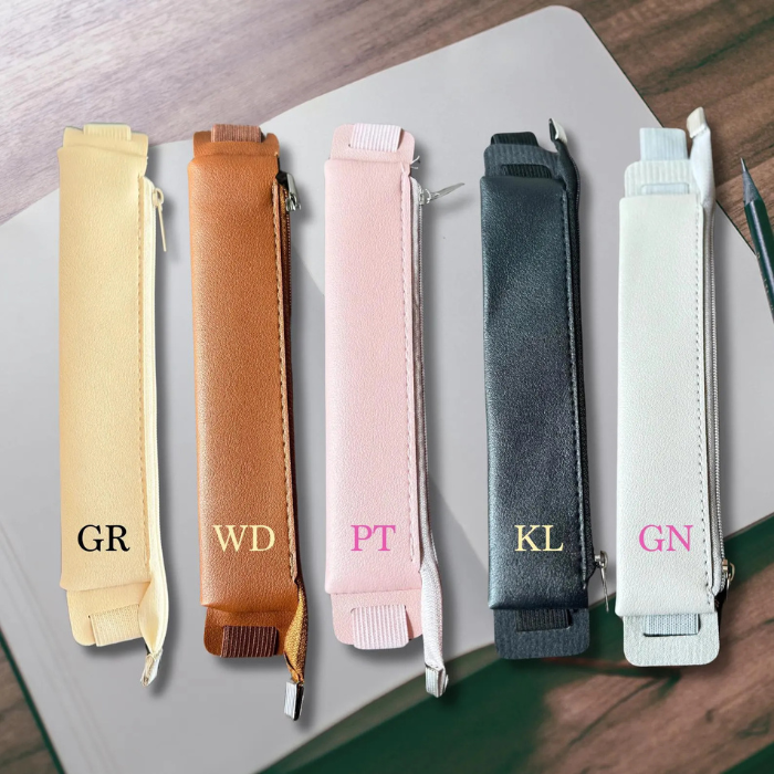 Personalized Pencil Case & Pen Holder in 4 colours Cream, brown, pink, black and grey