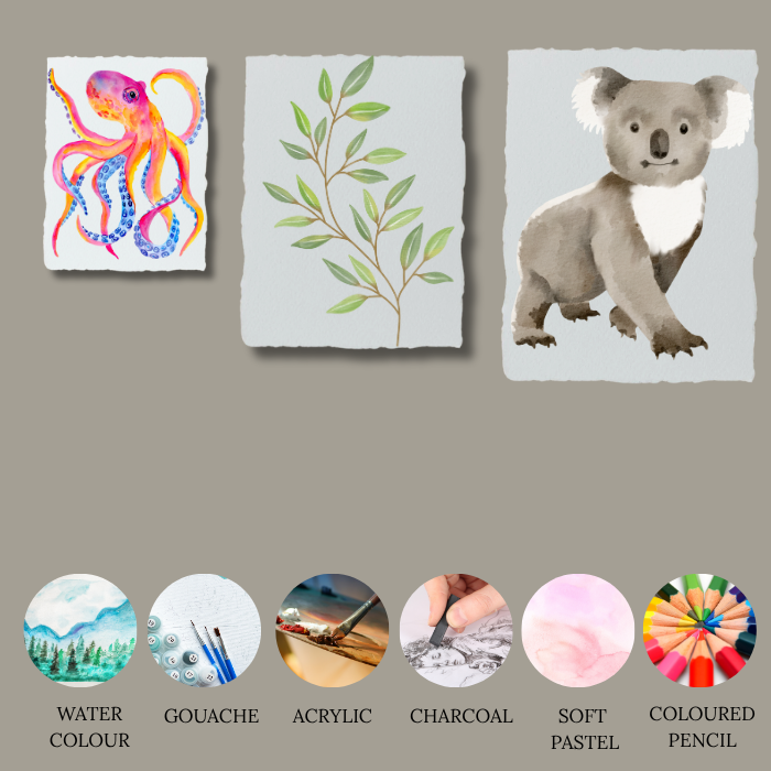 Watercolour paper sample pack – multiple sizes, 300 GSM handmade cotton paper, Australia