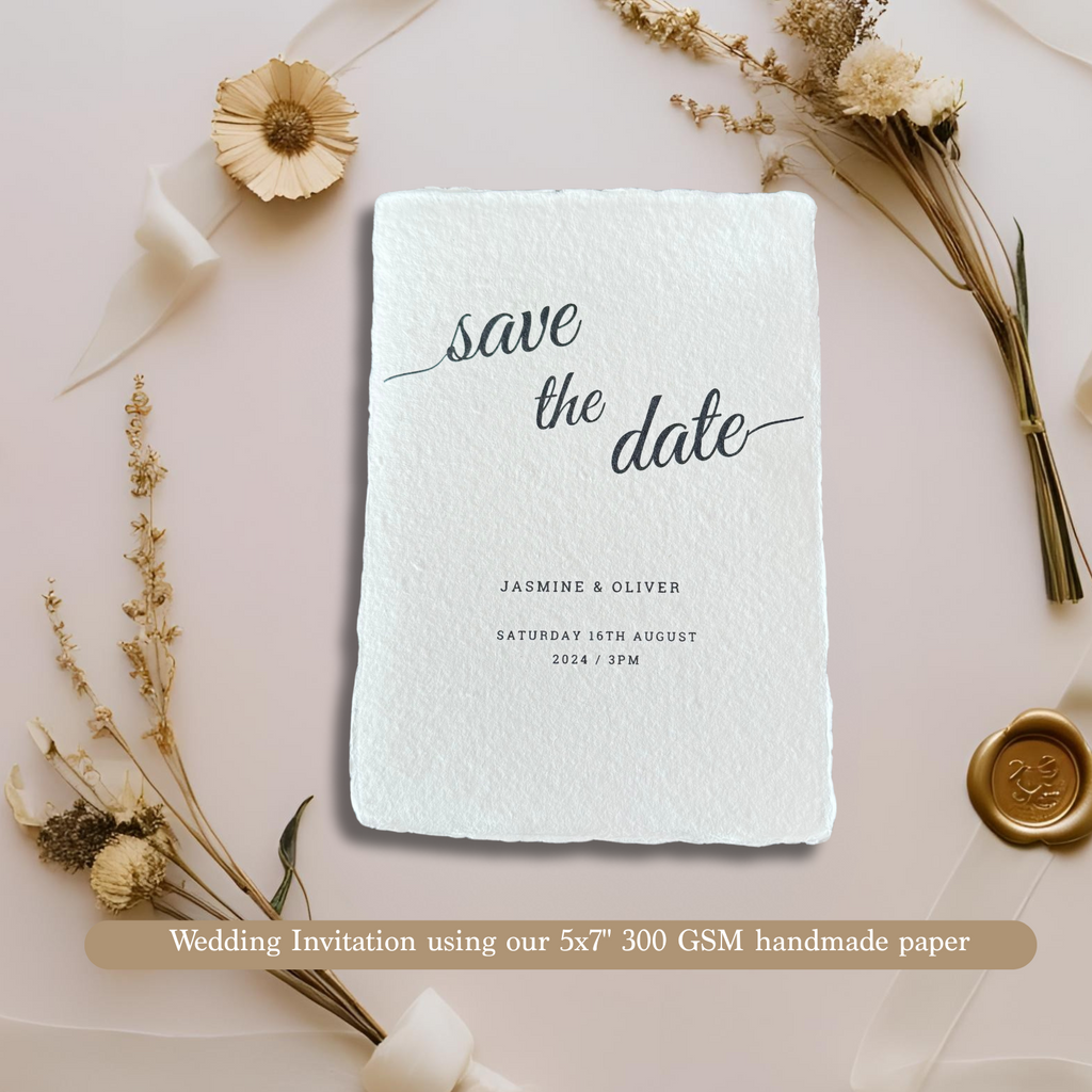 Wedding Save the date cards in 300 gsm on an asthetic background