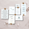 Wedding Stationery Sample Pack available in different sizes in 250 gsm on an asthetic wedding themed pastel background