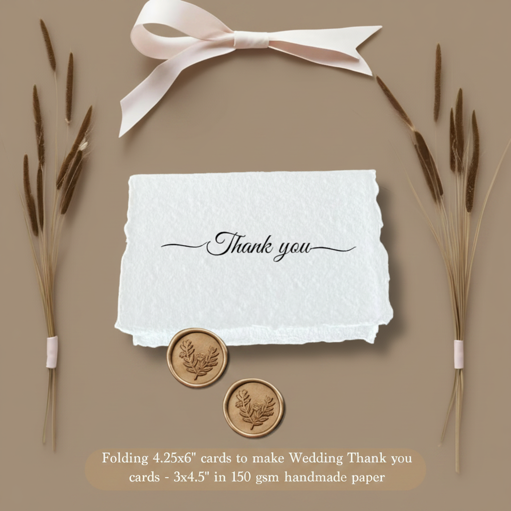 A5 handmade cotton deckle edge paper His Vows booklet with gold foil calligraphy, blush satin ribbon bow, dried pampas grass bundles and gold botanical wax seal on warm taupe background