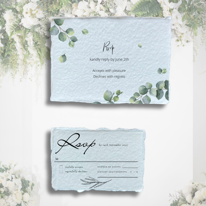 Wedding_stationery_DIY_-_RSVP_Cards on a floral pastel abckground available in 2 sizes.