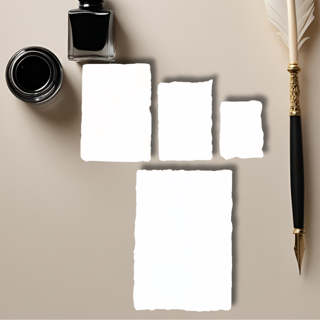 Calligraphy practice sheet set of five white sheets with deckled edges
