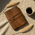 Mia Leather Journal - Gold Embossed - Linen