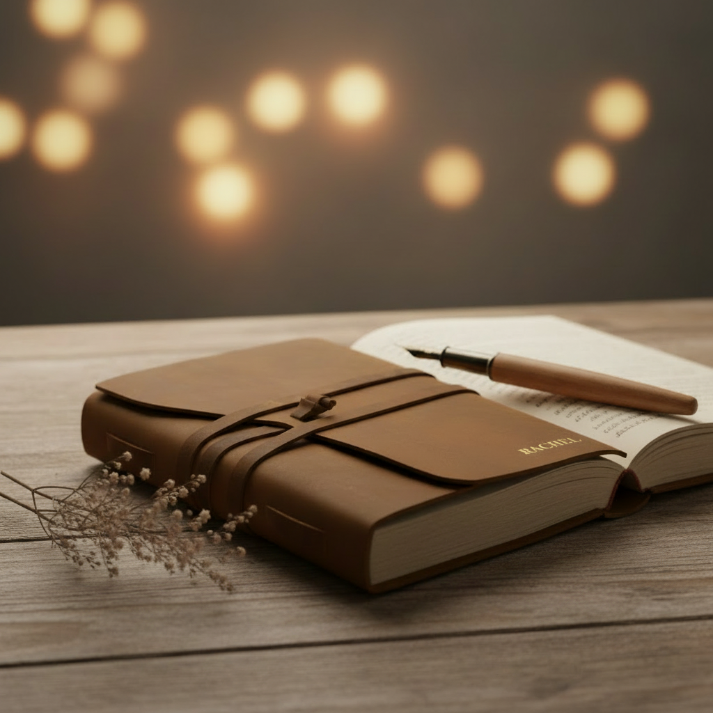 Mia Leather Journal - Gold Embossed - Rustic