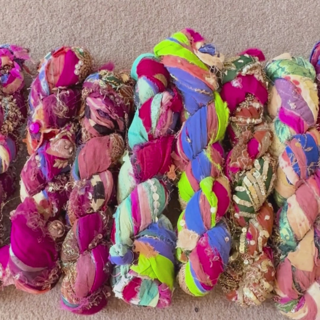 video showing close up of Embroidered Silk Chiffon Ribbon 