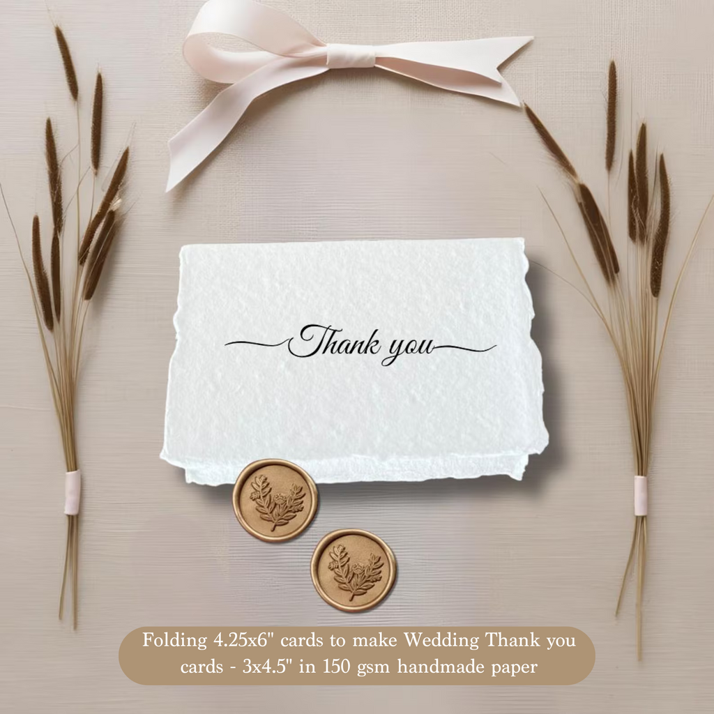 Thank you cards on handmade paper with torn deckle edges