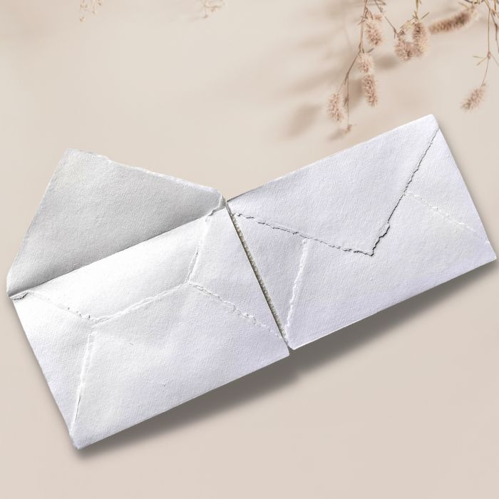 Handmade C5 envelopes, pair in white with stitched flap seam