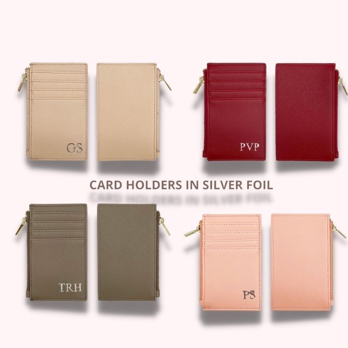 4 Leather card wallet with silver personalisation 