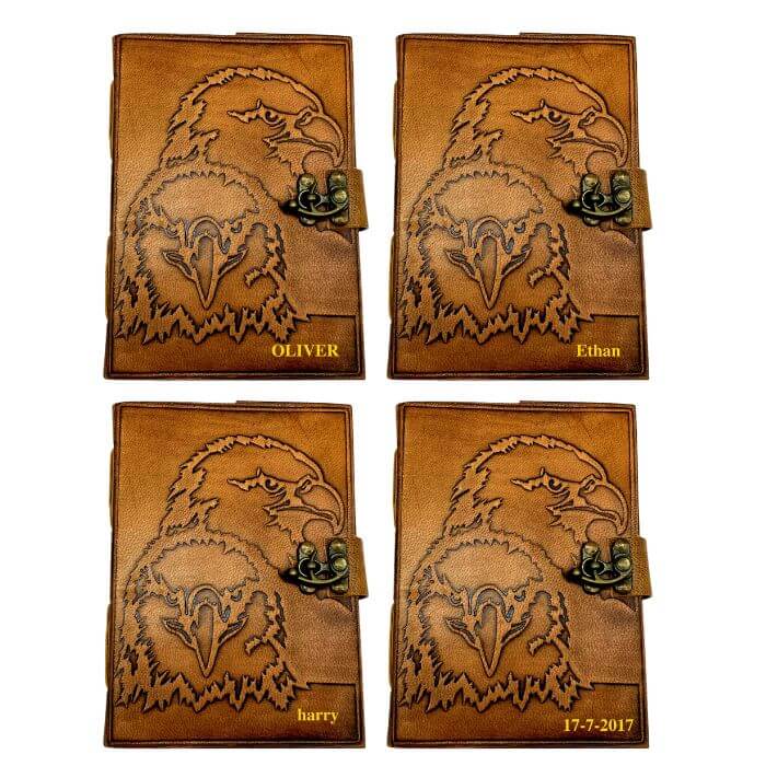 4 Ava Eagle Leather Journal Personalised with different personalisation to choose from