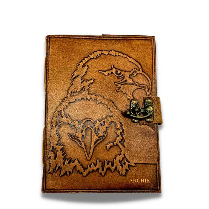 Ava Eagle Leather Journal Personalised in gold foil