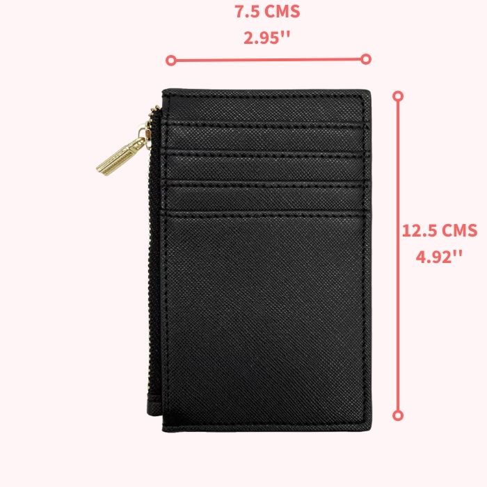 Measurement of black Leather card wallet 