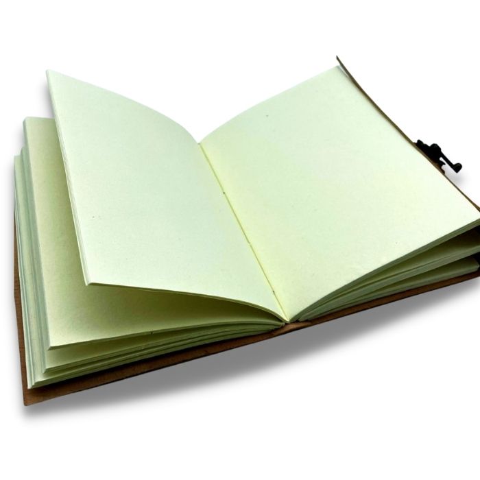 Inside look of Bound leather journal 