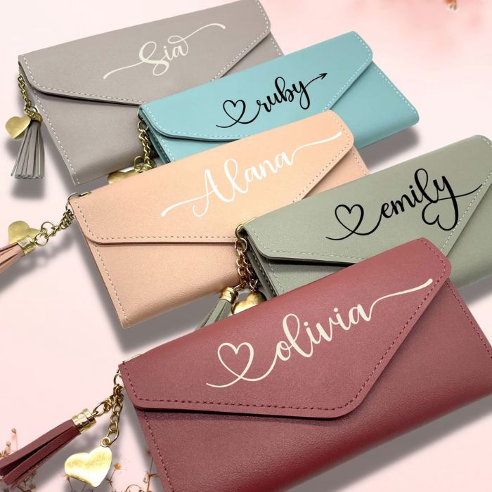 5 different colour of Personalised wallet leather 