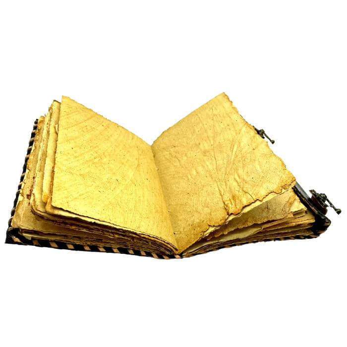 Vintage leather journal showing its antique look paper